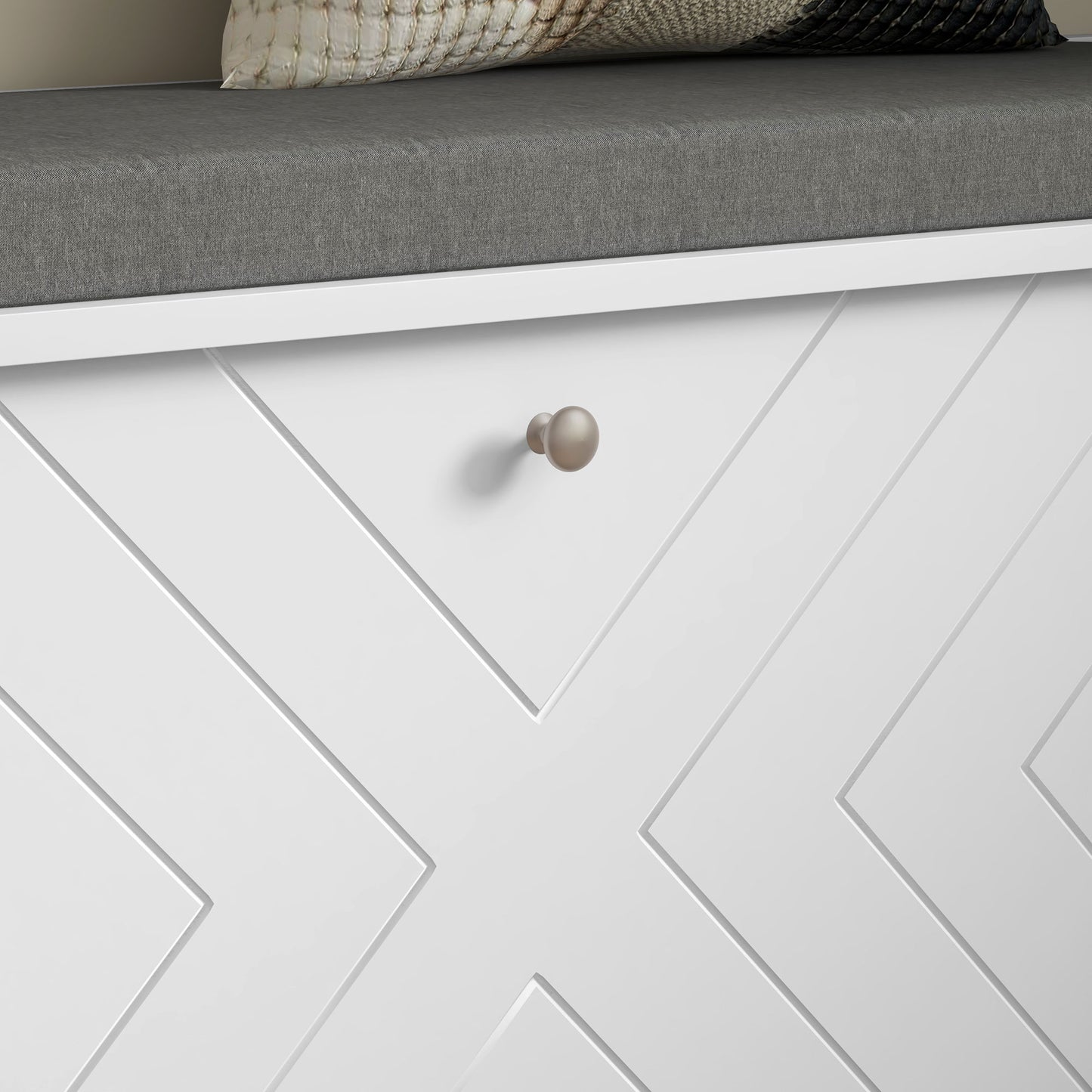 Shoe Storage with Seat, Upholstered Hallway Bench, Shoe Bench with Flip Drawer, Adjustable Shelf for 10 Pairs of Shoes