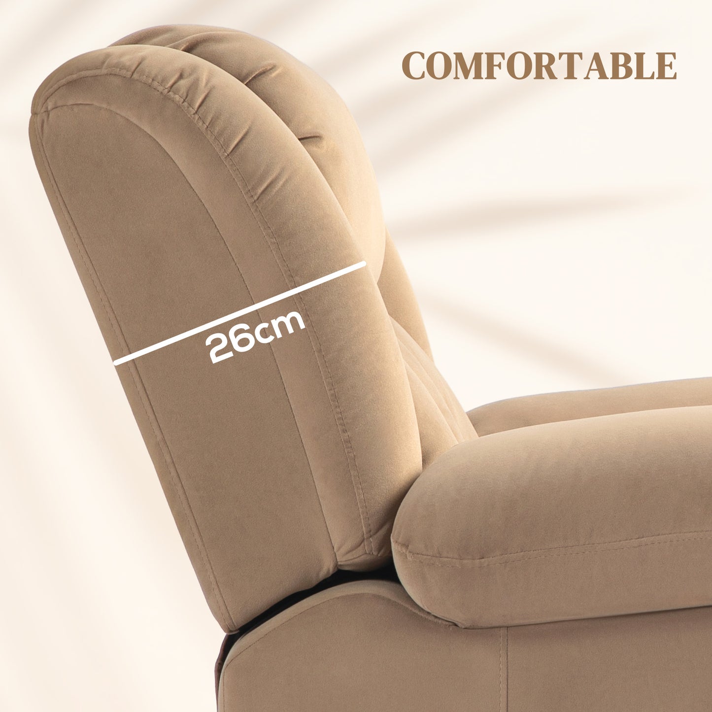 Power Lift Recliner Chair with Vibration Massage and Heat, Electric Lift Chair, Overstuffed Fabric Riser and Reclining Armchair - Light Brown
