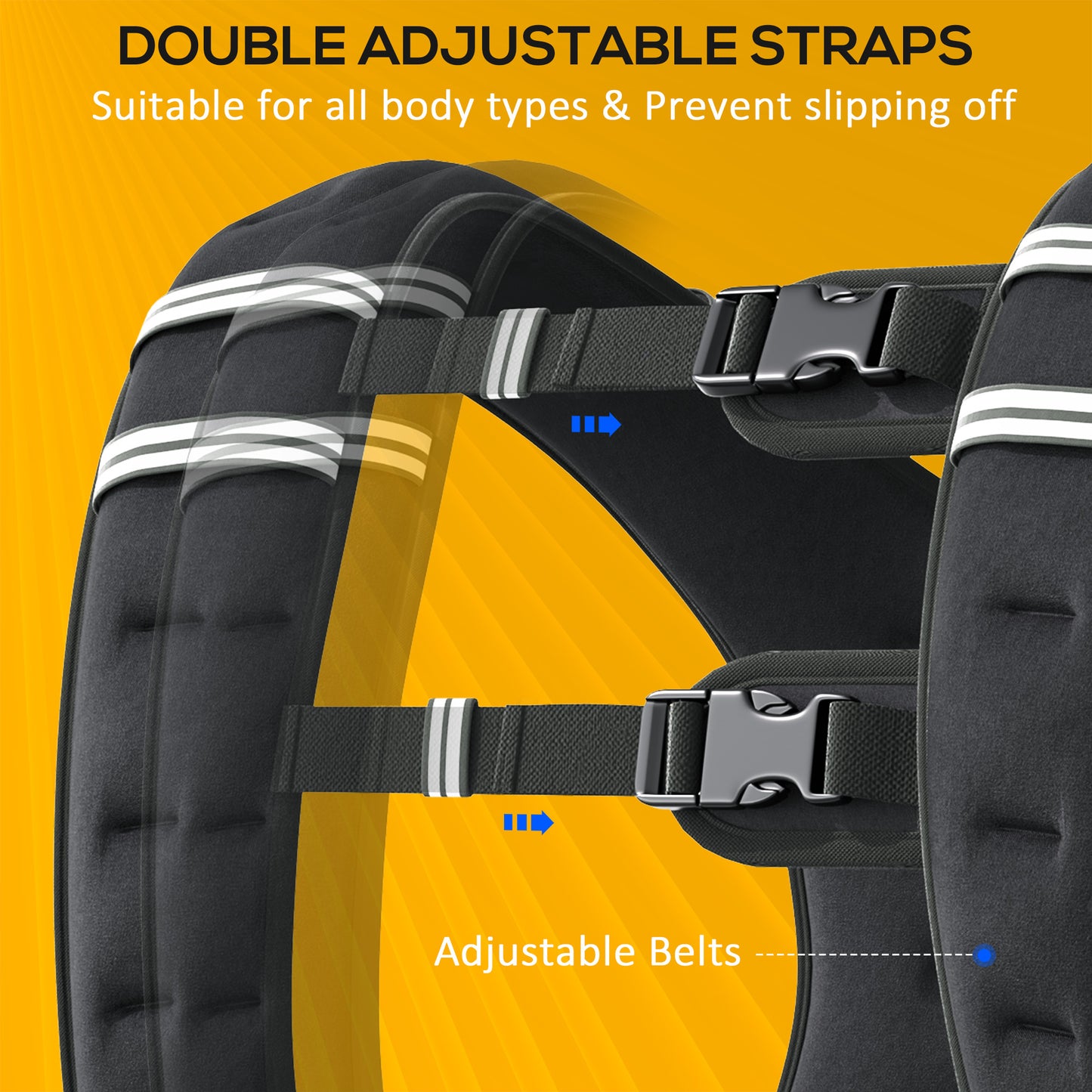 10KG Weighted Vest, Running Weight Vest with Adjustable Straps, Convenient Pocket and Reflective Strips, for Men and Women Cardio Exercise Strength Training Workout