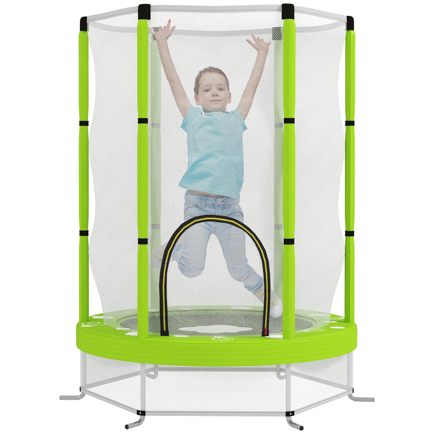 AIYAPLAY 4.6FT Toddler Trampoline w/ Safety Enclosure Net, for Indoor Outdoor Use, Ages 3-6 Years, Octopus Pattern - Purple / Green