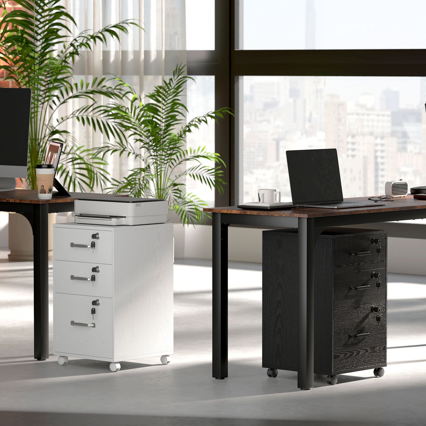Three Drawer Wood-Effect Filing Cabinet - White
