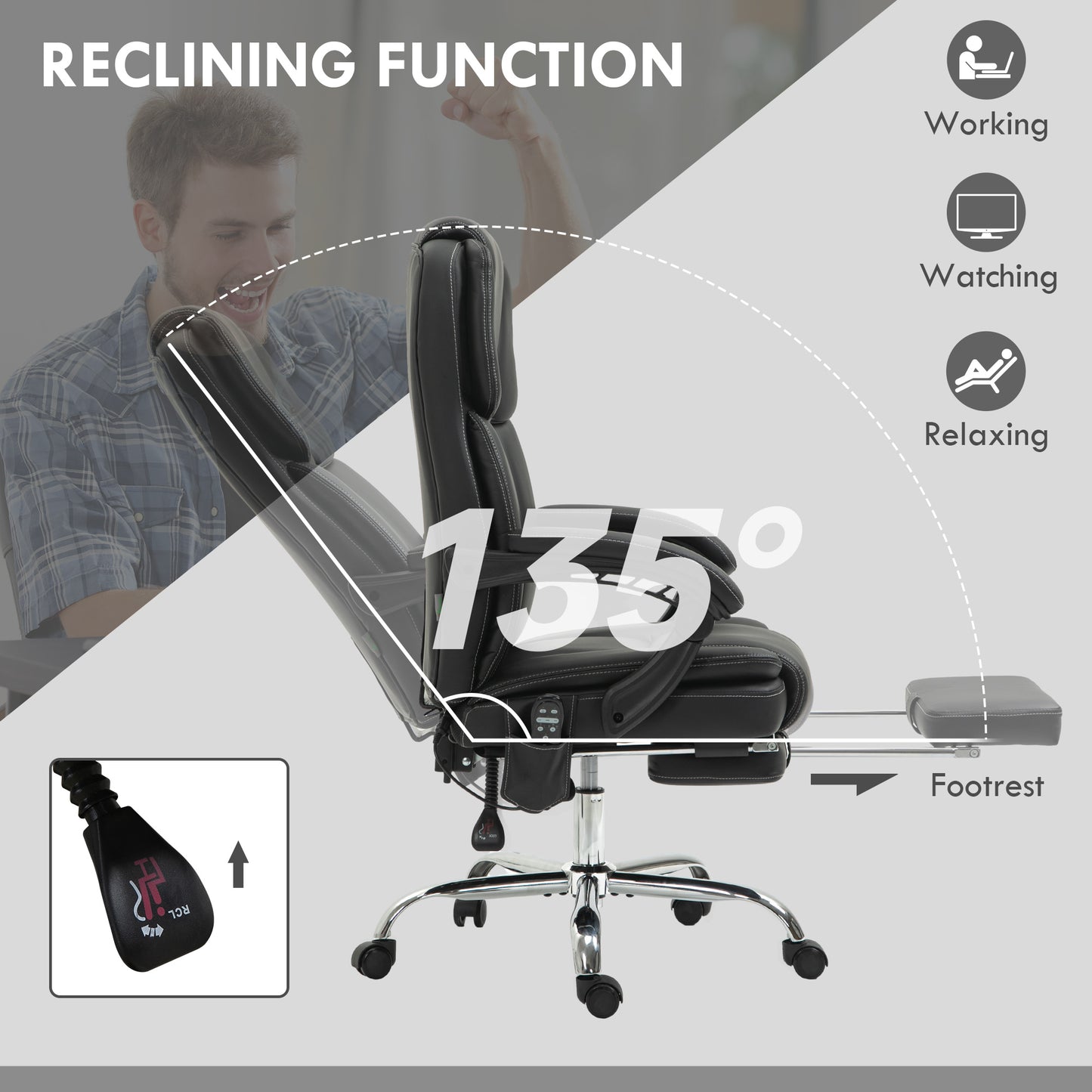 Vinsetto Six Point Vibrating Massage Office Chair - Black / Dark Brown