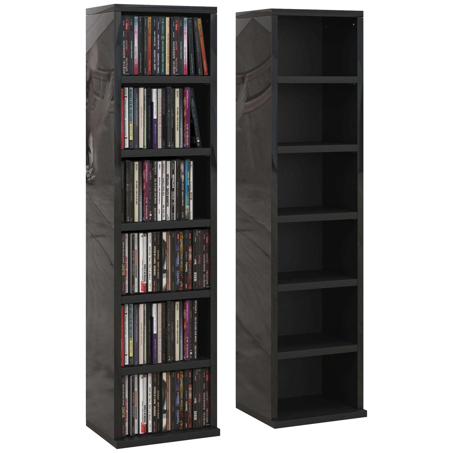 Set of Two 102 CD Storage Freestanding Cabinet Units - High Gloss
