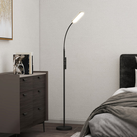 LED Floor Lamp, Standing Lamp with Remote & Touch Control, Dimmable Colours Temperature & Brightness, 360° Adjustable Gooseneck, 1 Hour Timer
