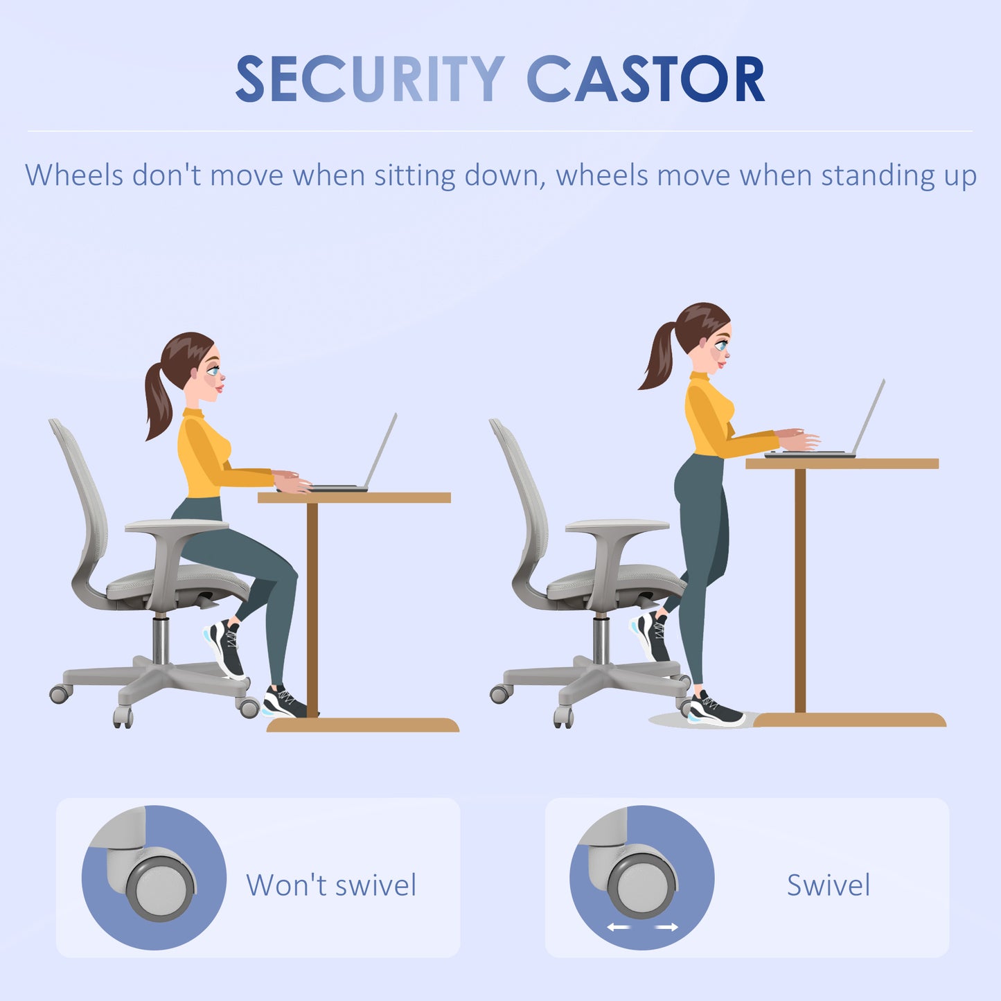 Vinsetto Office Chair, Breathable Mesh Swivel Desk Chair with Adjustable Height and 360° Swivel Security Wheels, Grey / Pink