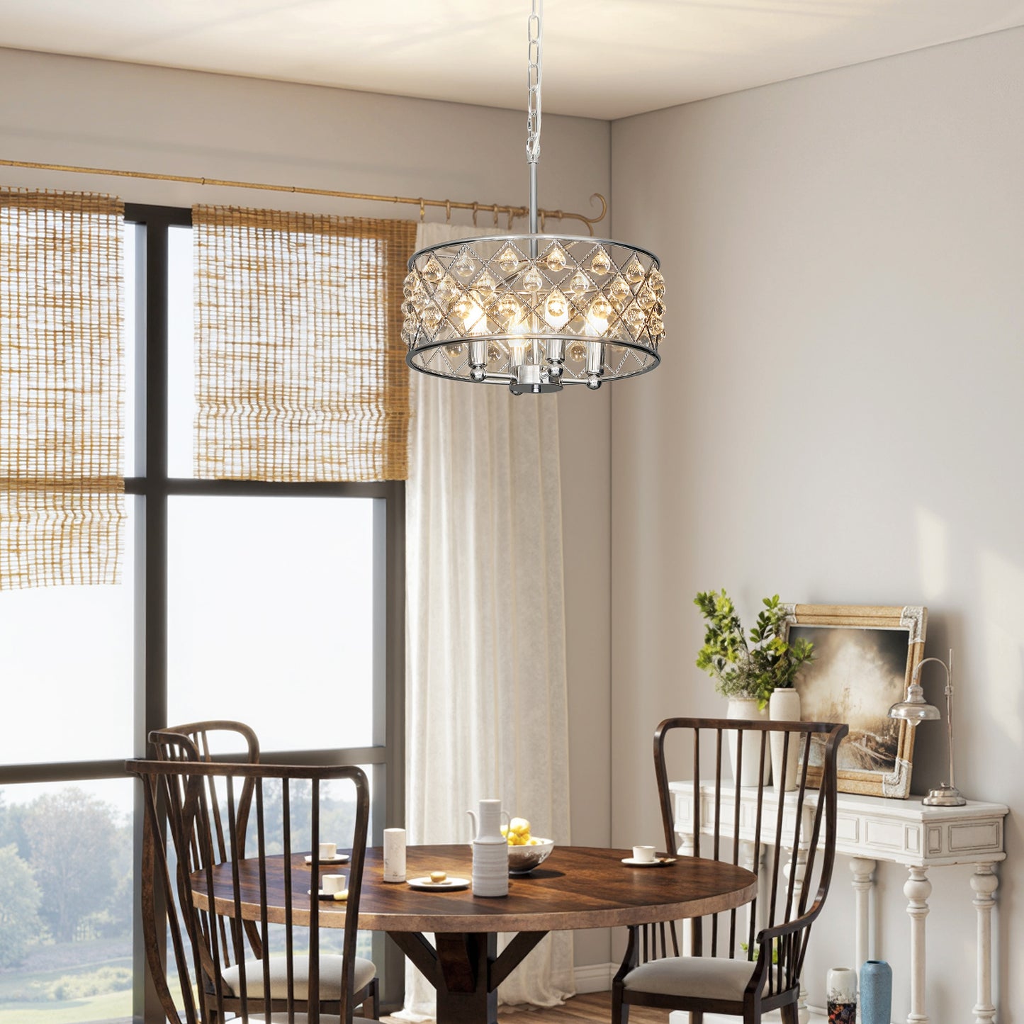 51 Crystallite Four-Bulb Chandelier - Silver-Tone