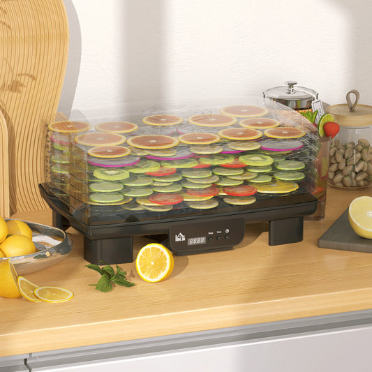 6 Tray Food Dehydrator, 550W Food Dryer Machine with Adjustable Temperature, 48H Timer, for Drying Fruit, Meat, Vegetable, Jerky and Pet Treat, Black