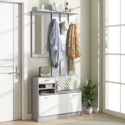 Three-in-One Hallway Storage Set - Grey/White