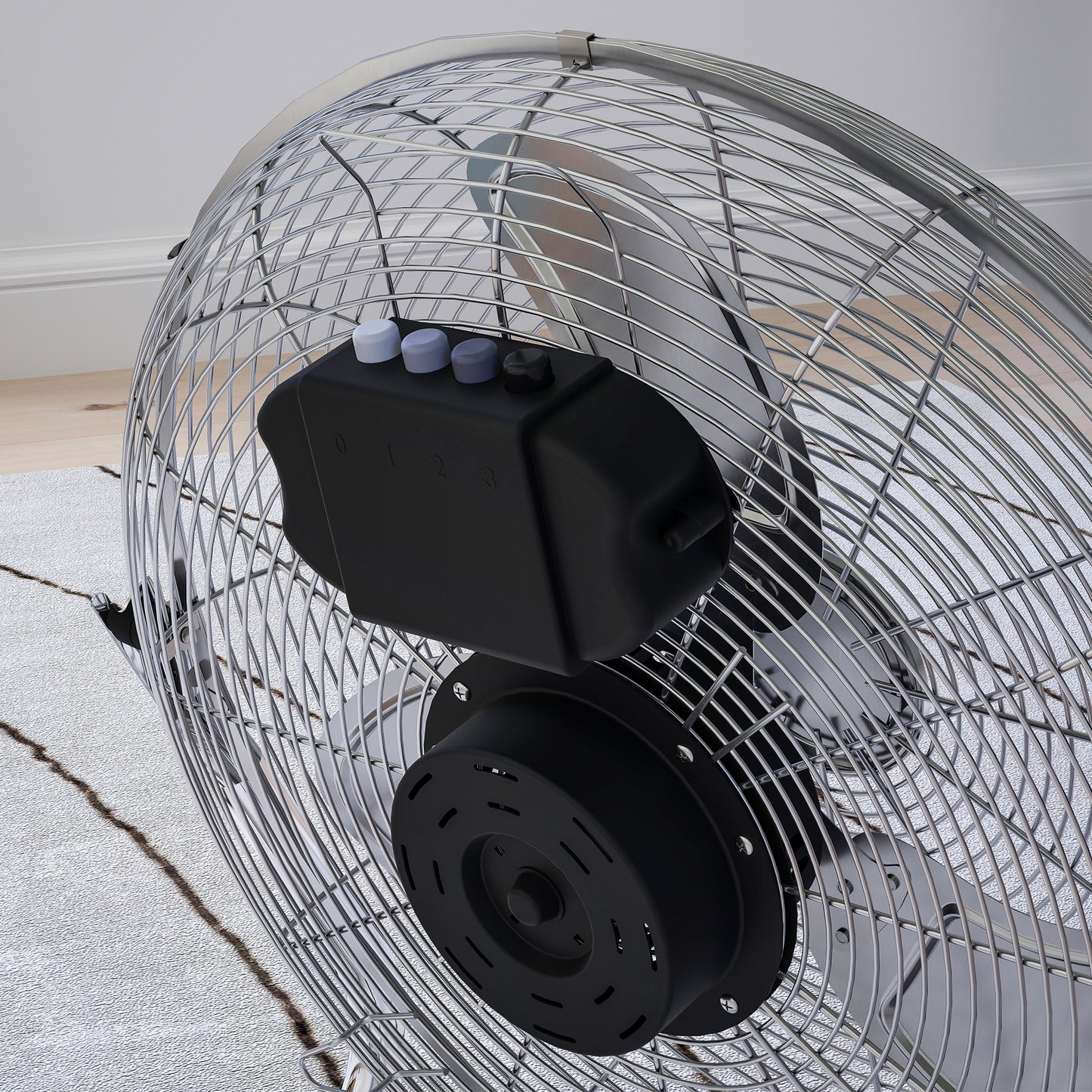 Metal Floor Fan, Electric Portable Desk & Table Fan with 3 Speed Settings and 120° Adjustable Tilt, Powerful Airflow for Home Office, Silver Tone