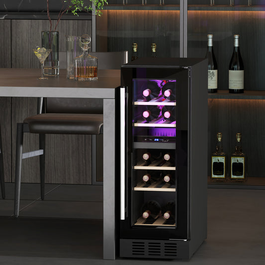 6 Bottle Dual Zone 5-18℃ Wine Fridge - Black