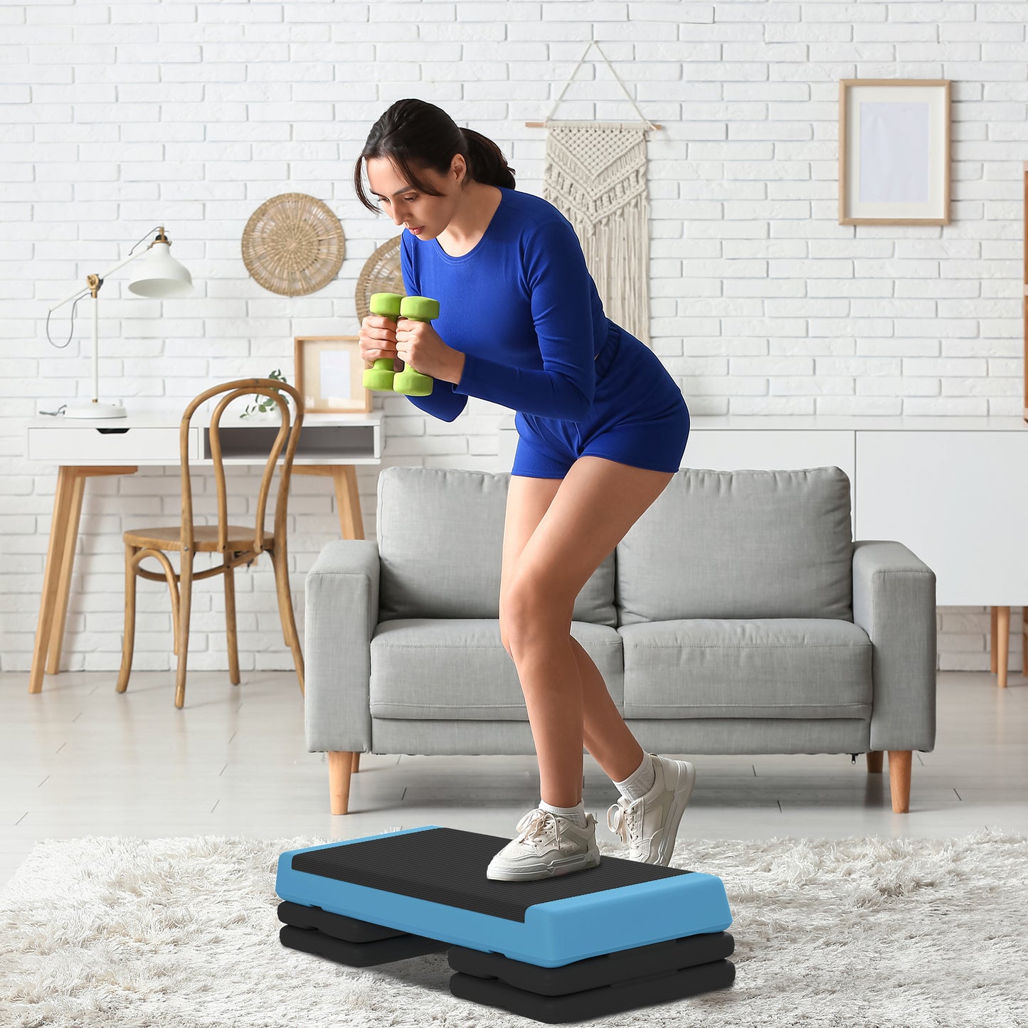 SPORTNOW Fitness Stepper, 3-Height Adjustable Aerobic Step, Non-Slip Exercise Step Board for Home Gym Office Workout, 10.5cm, 15.5cm, 20.5cm