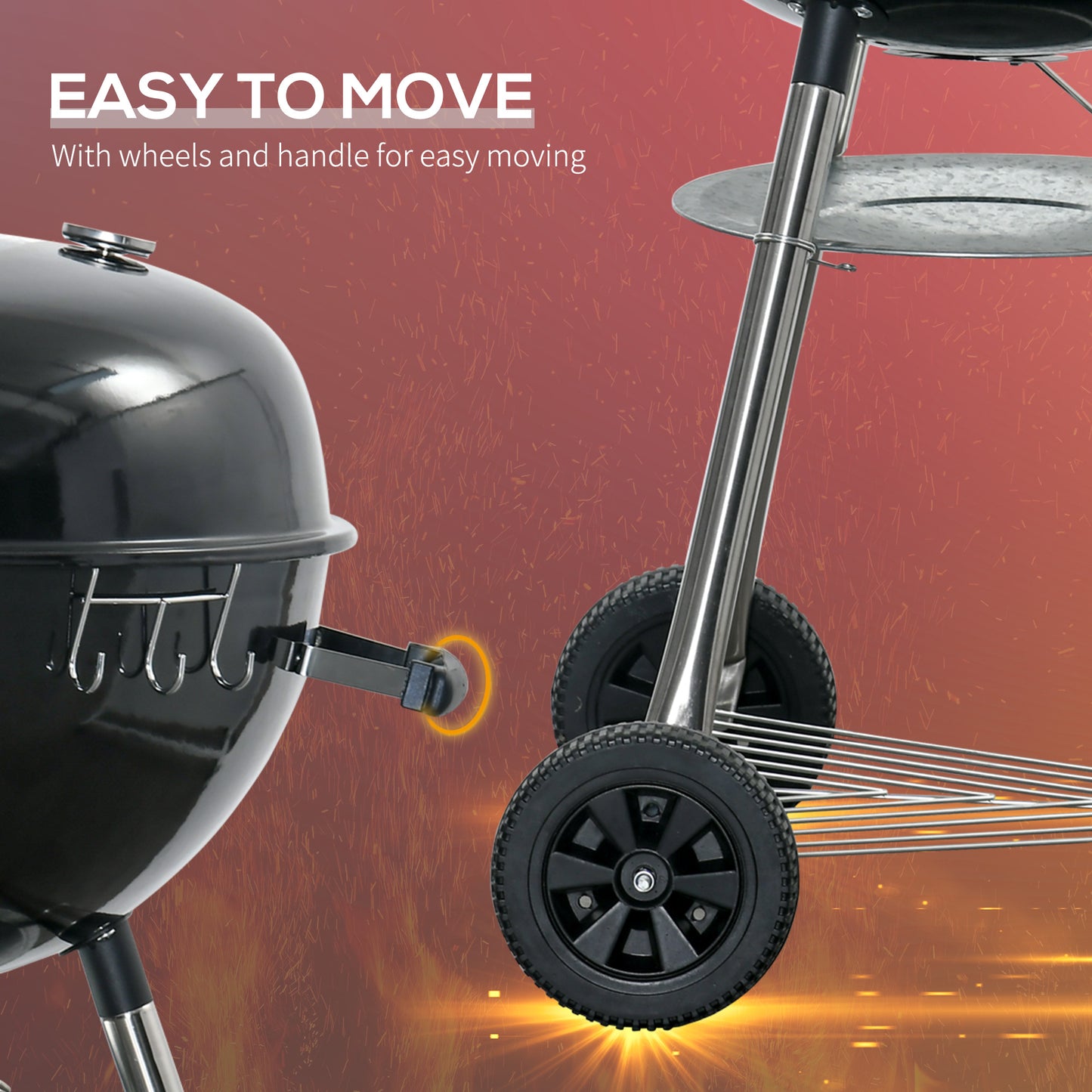 Outsunny Portable Kettle BBQ Charcoal Grill - Black