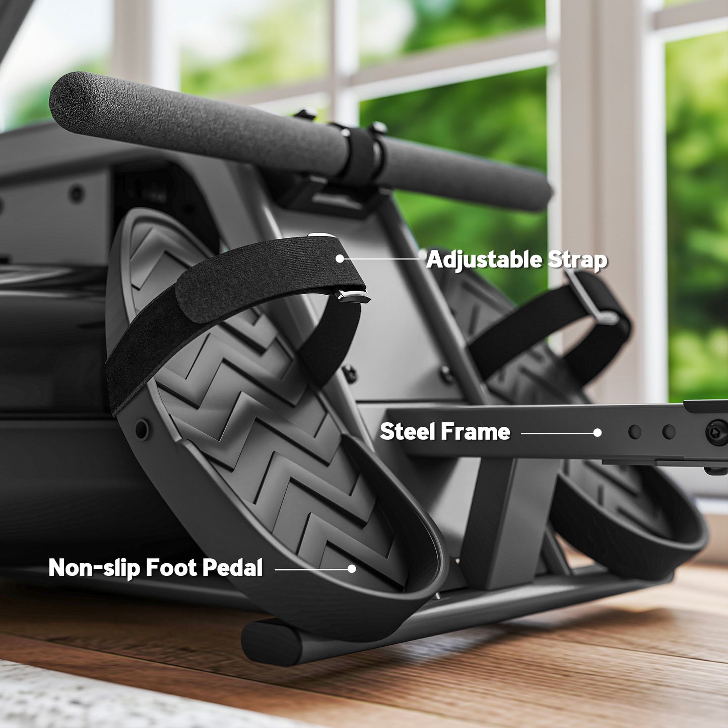 Water Rowing Machine, Machines for Home Gym with Adjustable Resistance, Wheels, LCD Monitor, Cardio Training