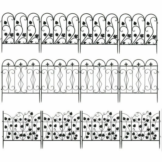 5 Piece Large Decorative Garden Fence Outdoor Coated Metal Rust Proof Landscape Wrought Iron Wire Border Folding Patio Fencing Barrier