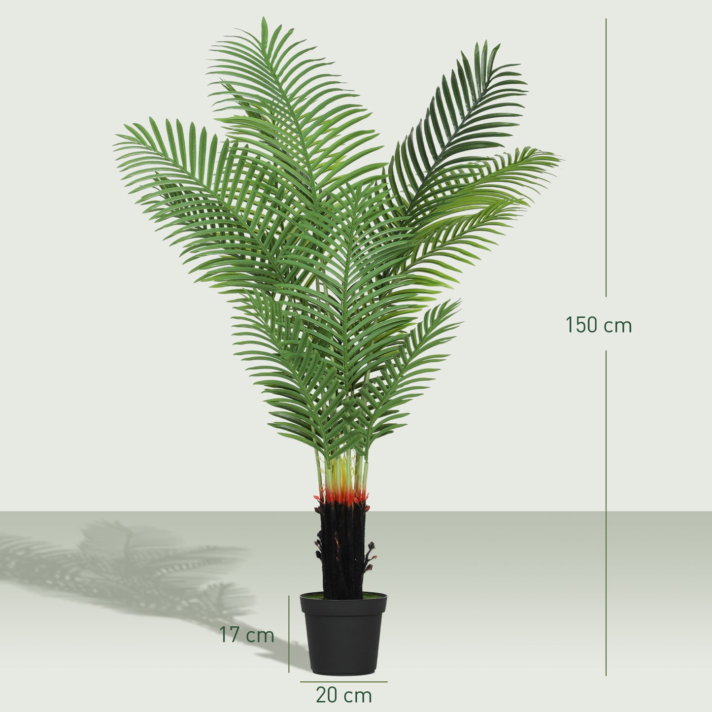 150cm Artificial Areca Palm Tree with 12 PE Leaves, Decorative Artificial Plant with Plastic Pot and Flocked Soil, Fake Plant