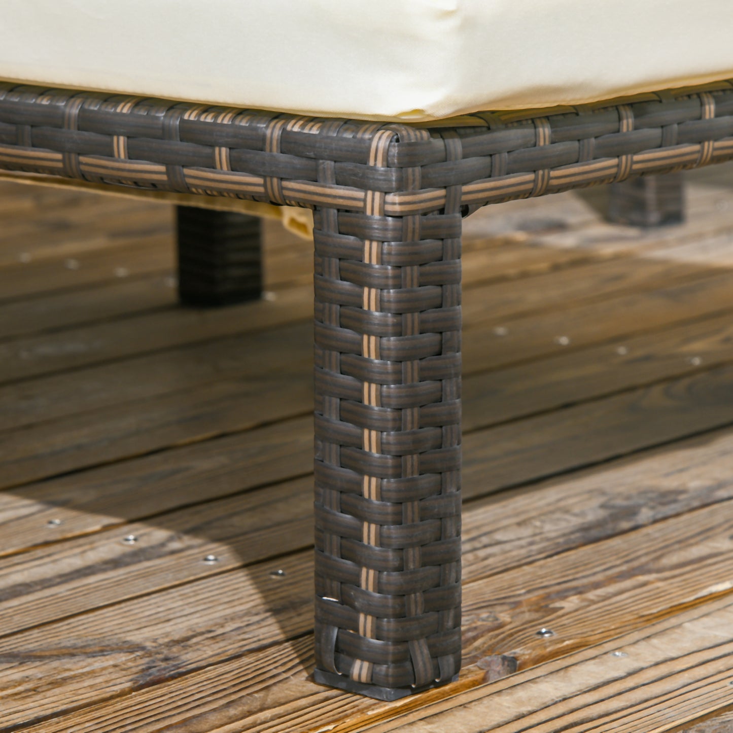 Rattan Sun Loungers Set of 2 with 5-Level Adjustable Backrest, Wicker Lounge Chairs with Padded Cushion and Headrest for Outdoors Cream White