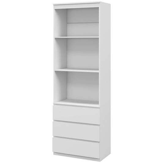 180cm Tall Bookcase with Storage, Free Standing Bookshelf with 3 Shelves and 3 Drawers, Display Cabinet for Living Room, Home Office, Bedroom, Oak