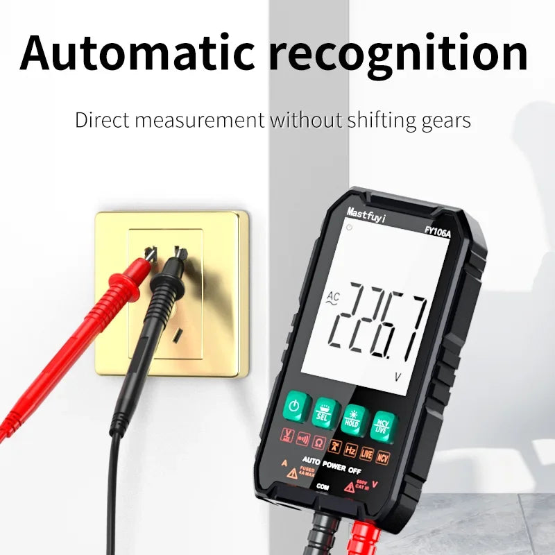 MASTFUYI Mini Digital Multimeter Smart Electrician Tester for DC/AC Voltage Capacitance Ohm Hz NCV Professional Multitester