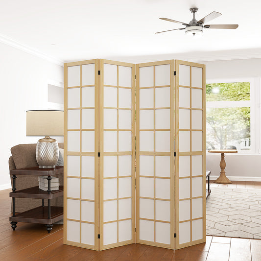 4 Panel Folding Room Divider, Freestanding Room Separator, Indoor Privacy Screen for Living Room, Bedroom, 160 x 170cm