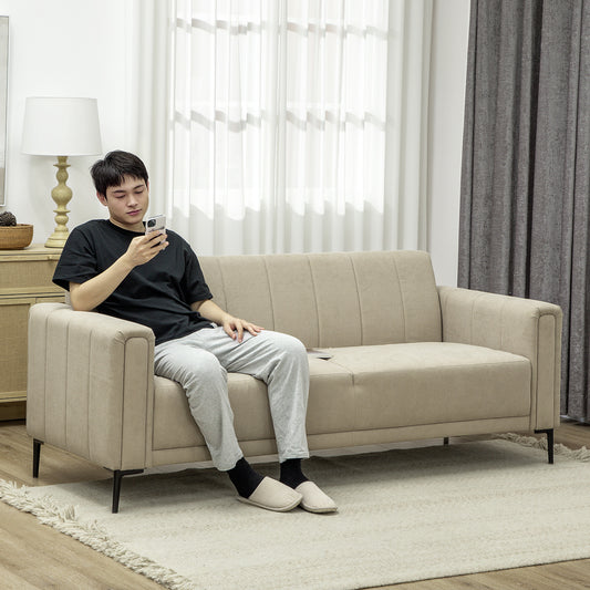 3 Seater Sofa, Modern Fabric Sofa Couch, Channel Tufted Upholstered Sofa Settee for Living Room, Guest Room, Bedroom, Home Office