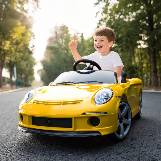 AIYAPLAY Kids Electric Car, 12V Licensed RUF GT Ride on Car with Suspension, Remote Control, Music for 3-5 Years