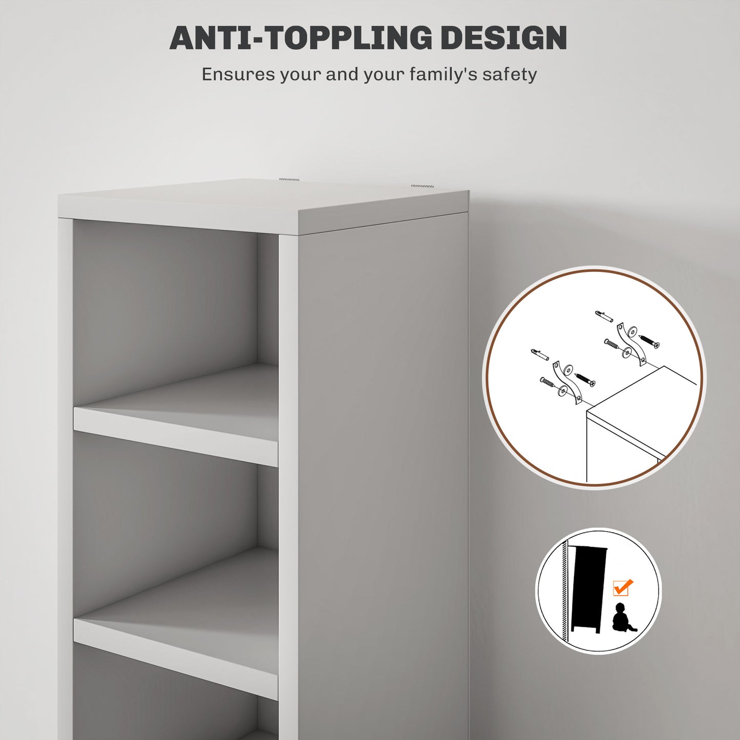204 CD Storage Unit, DVD Storage Tower with 12 Cubes, 175cm Tall Bookcase for Living Room, Home Office, Study Room, White