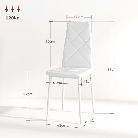 Set of 6 Faux Leather Dining Chairs - White