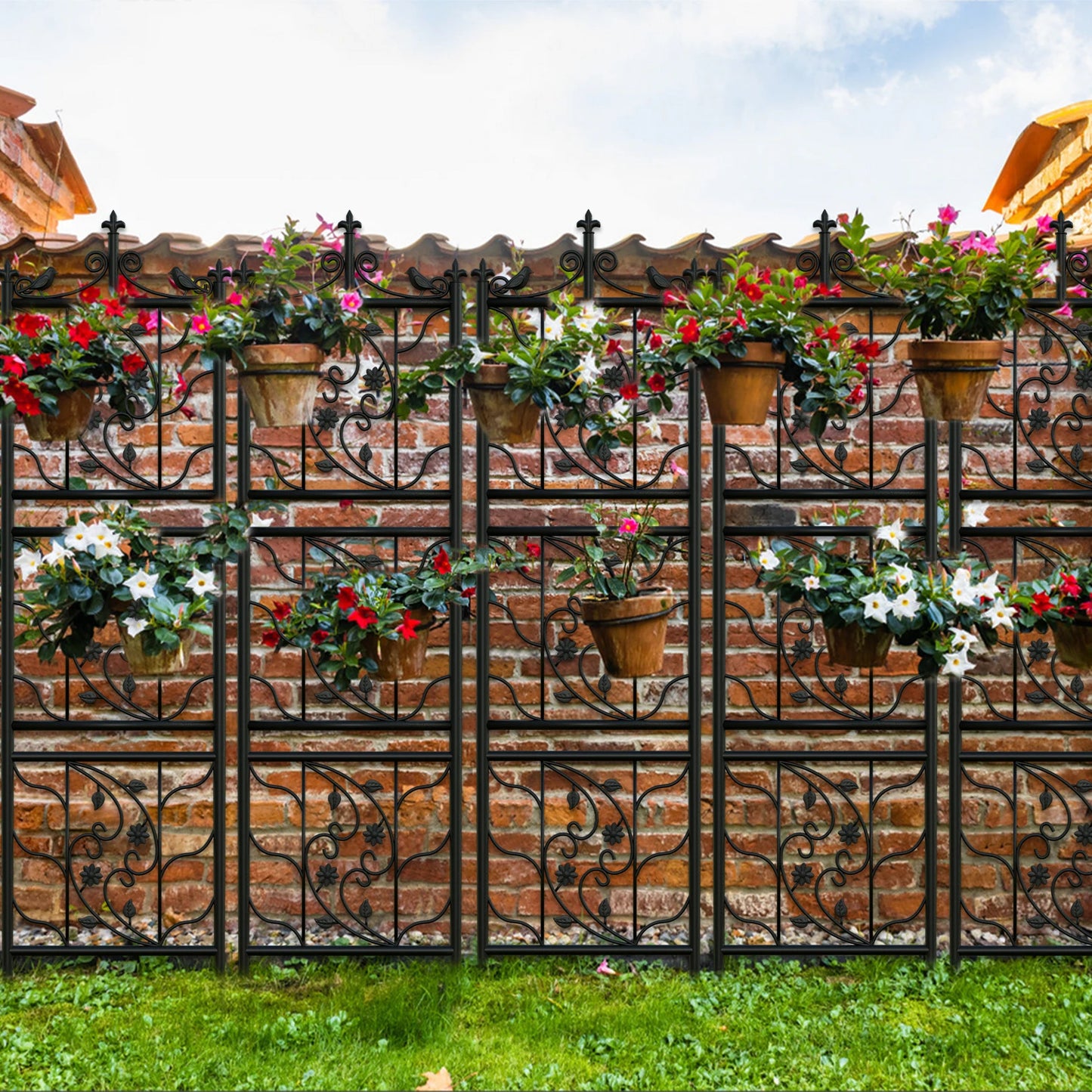 Metal Garden Trellis Tall Plant Climbing Lattice Fence Rustproof for Vegetables Grapes and Flowers
