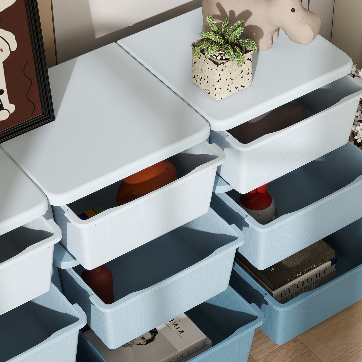Kids Storage Unit with Nine Drawers - Blue