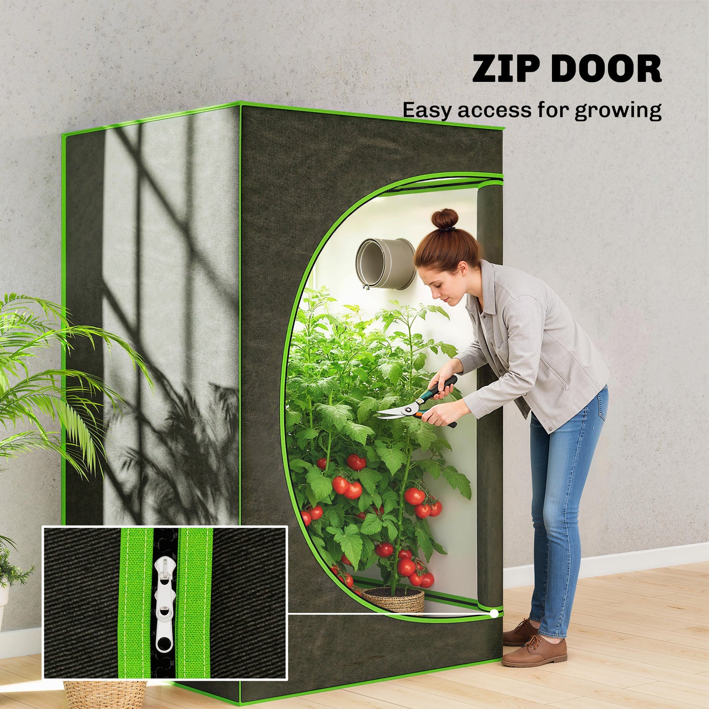 Grow Tent 120 x 120 x 200 cm, Reflective Mylar Hydroponic Growing Tent with 600D Oxford Fabric, Observation Window, Vent, Zipper Door for Indoor Plant Growing, Black