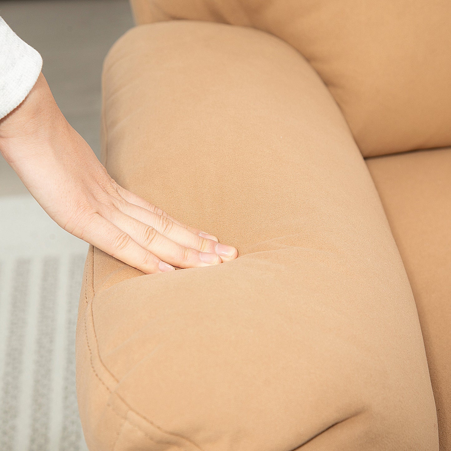 140° Manual Reclining Armchair, with Footrest - Light Brown