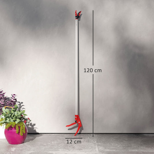 Outsunny 120 cm Tree Pruner, Tree Lopper Long Handled, Lightweight & Strong, Long Reach Tree Trimmer with Aluminium Pole for Fruit Picking and Pruning