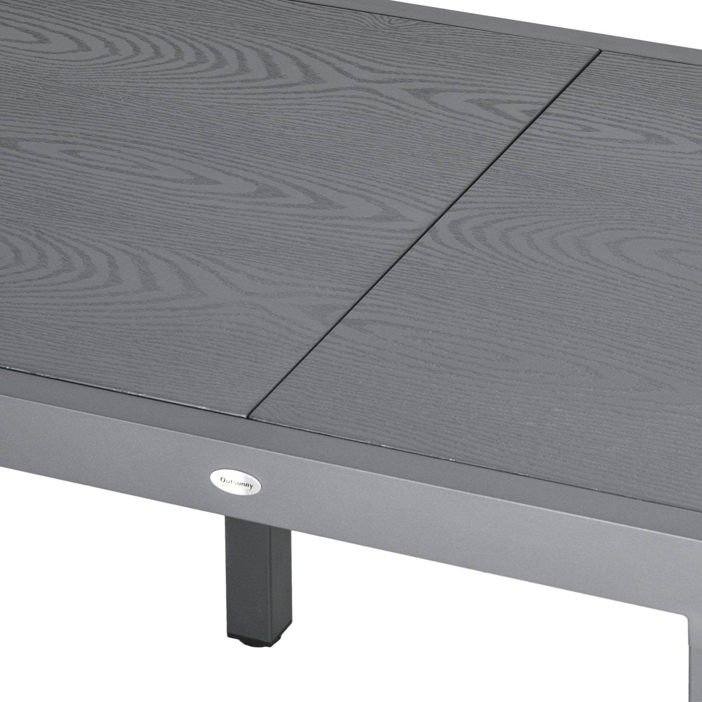 Outsunny Extendable Garden Table for 6 with Aluminium Frame, Steel Tabletop, Dark Grey