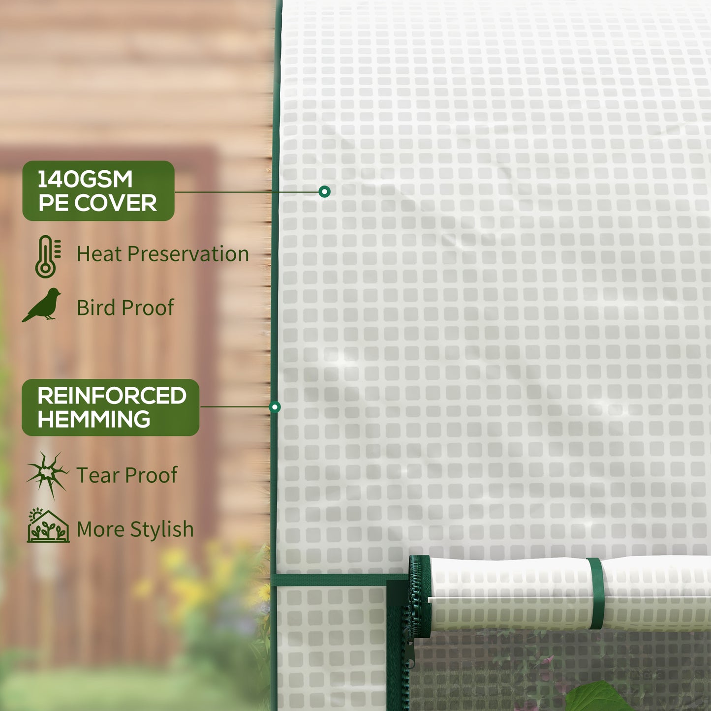Outsunny Walk-In Greenhouse W/ Zipped Roll Up Doors, Plastic Cover And Arched Top for Tomatoes, Flowers, Vegetables and Herbs - White