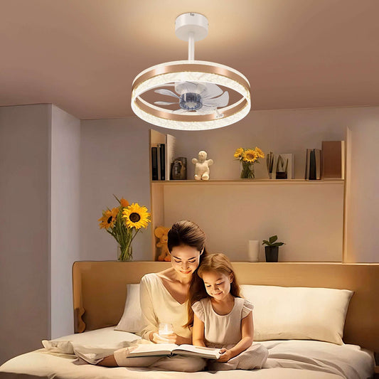 Ceiling Fan with LED Light and Remote - Gold Tone