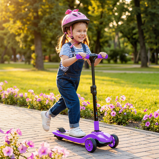 AIYAPLAY Three-Wheel Foldable Electric Scooter for Kids Aged 6-10 Years, Purple / Yellow / Pink / Blue