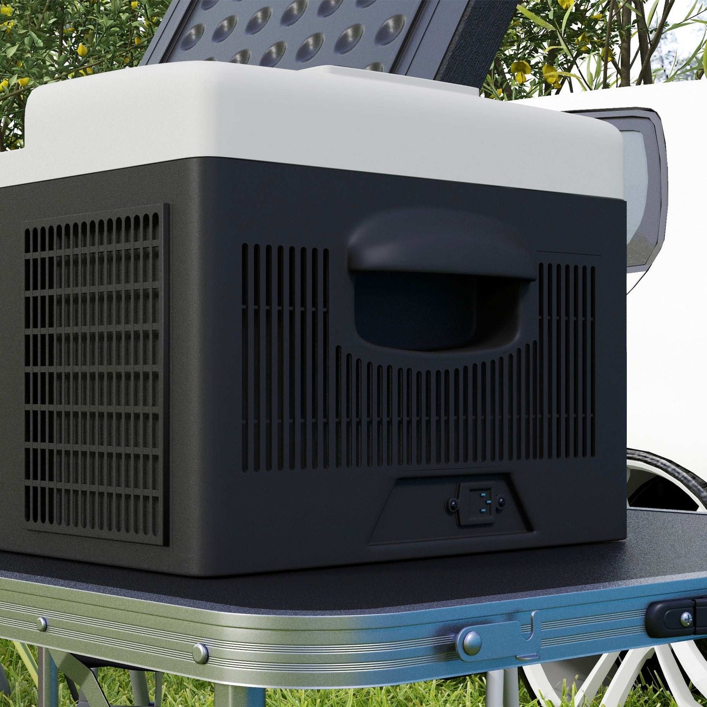 Outsunny 16L Car Fridge Freezer, Portable Car Refrigerator with 12V/24V DC and 100-240V AC, Black