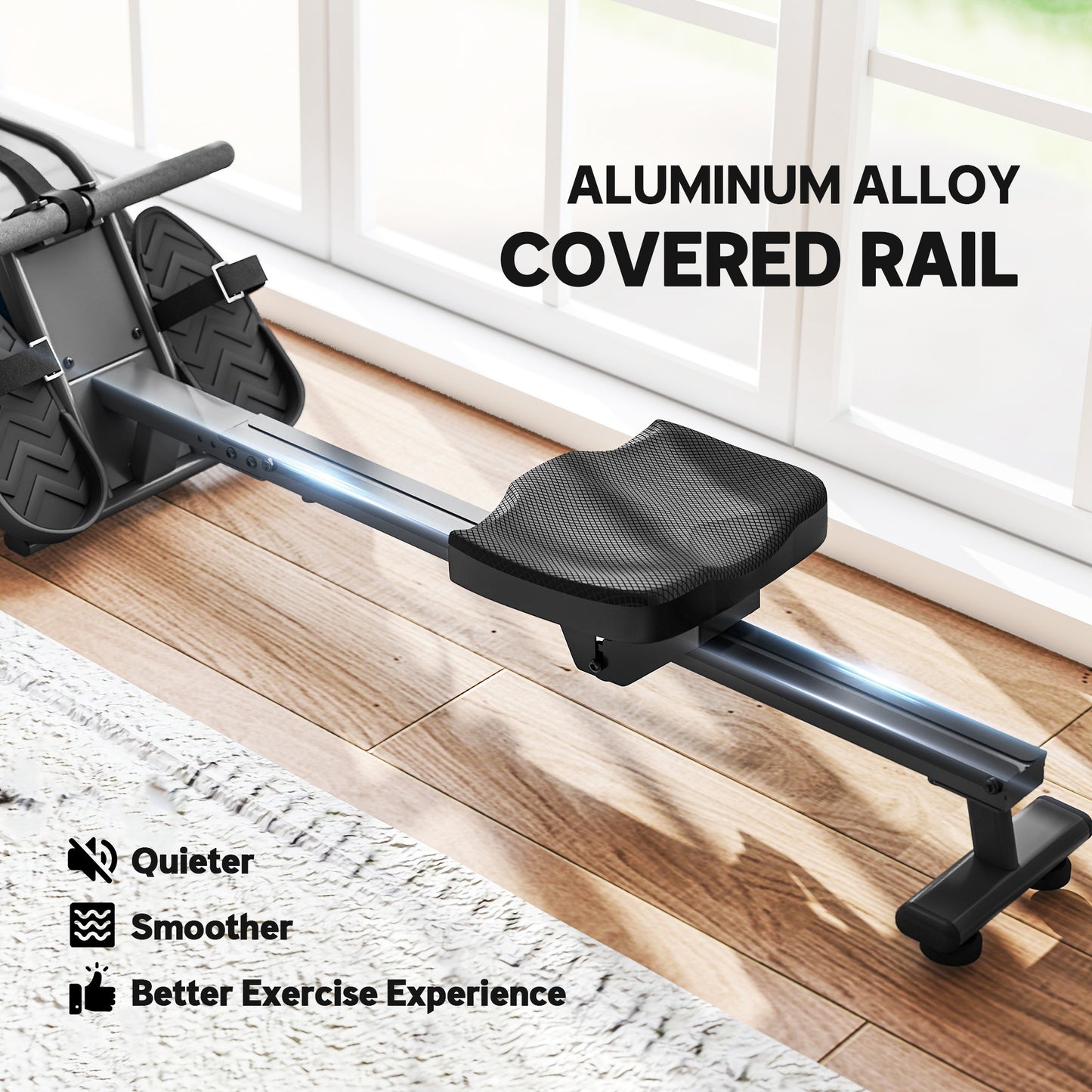 Water Rowing Machine, Machines for Home Gym with Adjustable Resistance, Wheels, LCD Monitor, Cardio Training