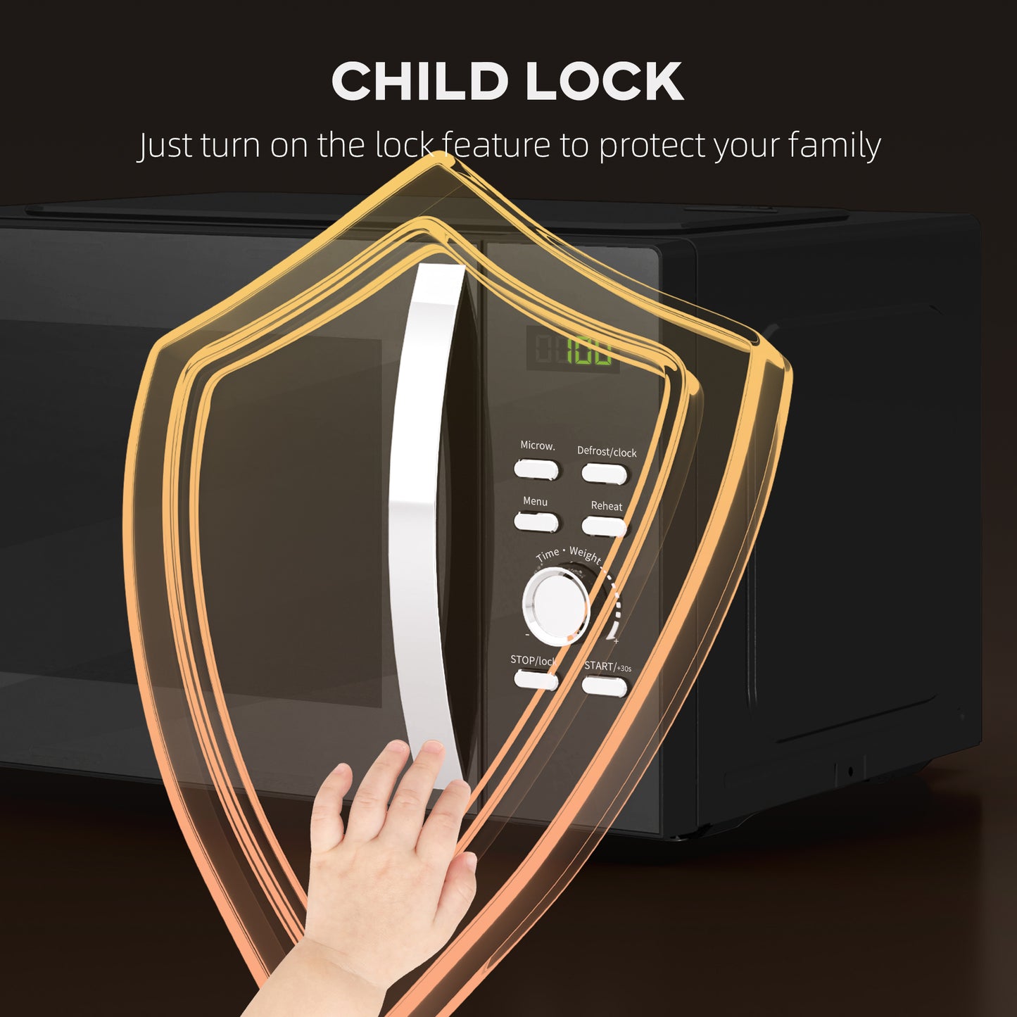 23L 800W Microwave Oven, Digital Solo with 5 Power Levels, Automatic Defrost, 8 Auto Cook Menus, 60 Minutes Timer, Clock, Easy Clean