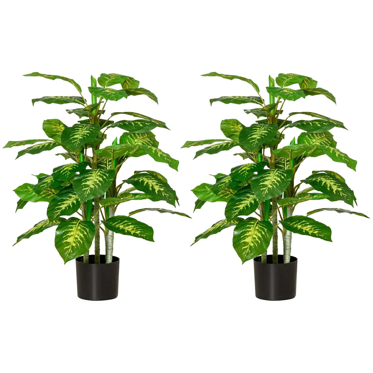 2 Piece Artificial Evergreen Tree Fake Decorative Plant in Nursery Pot for Indoor Outdoor Décor, Green