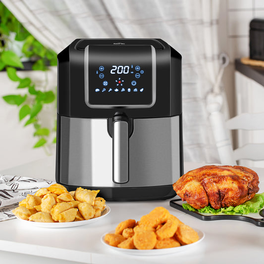 6.5L Air Fryer, 1700W Air Fryer Oven with Digital Display, Rapid Air Circulation, Adjustable Temperature, Timer and Nonstick Basket for Oil Less or Low Fat Cooking, Black