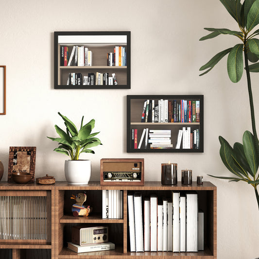 Set of 2 Wall Mirrors | Black Frame | 30 x 40 cm