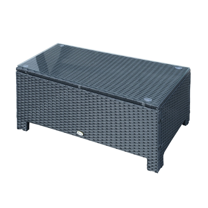 Outdoor Garden Rattan Coffee Conservatory Table With Glass Top Available In Different Colours