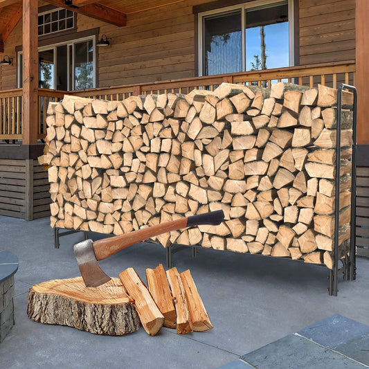 Outdoor Fire Wood Log Rack For Fireplace Heavy Duty Firewood Pile Storage Organiser Store For Patio Deck Metal Log Holder Stand