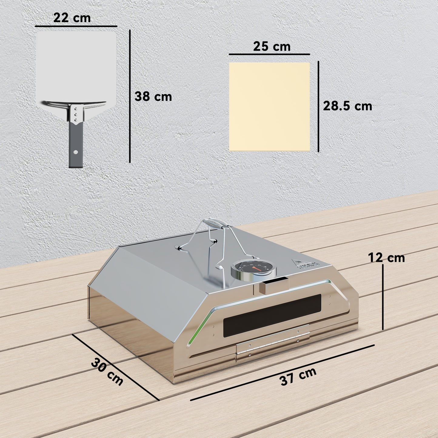Portable Stainless Steel BBQ Grill Top Pizza Oven with Built-in Thermometer and Viewing Window for Gas and Charcoal BBQ Grills