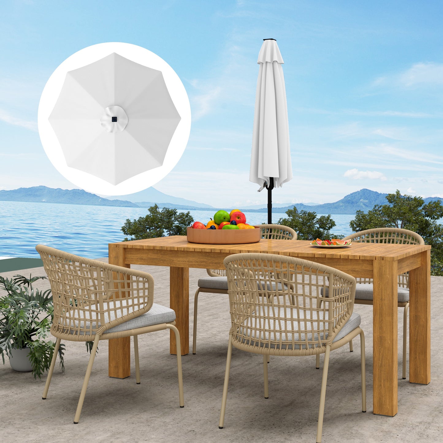 Outsunny 3 m Replacement Parasol Canopy with Top Vent, UPF 50+ Garden Parasol Replacement Canopy, 8 Rib Parasol Cover Replacement Fits Various Frames, Cream