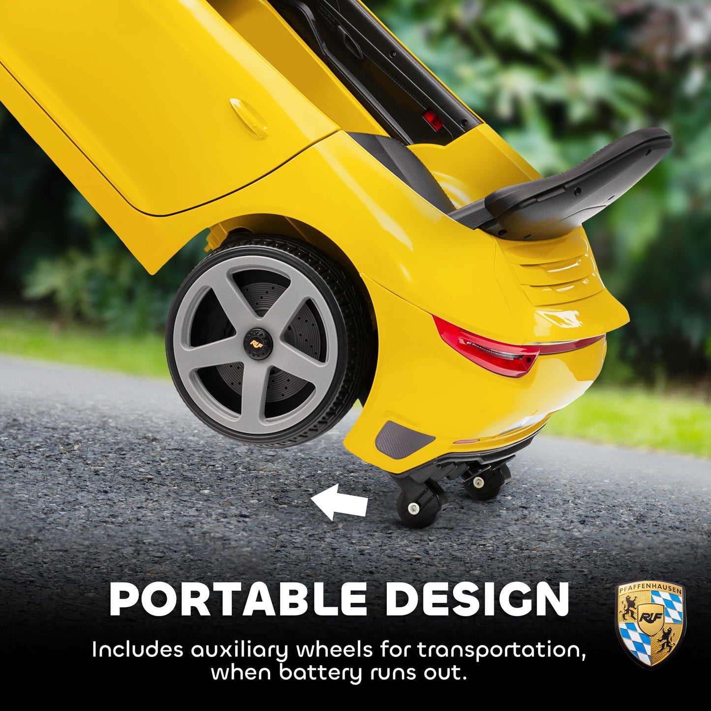 AIYAPLAY Kids Electric Car, 12V Licensed RUF GT Ride on Car with Suspension, Remote Control, Music for 3-5 Years