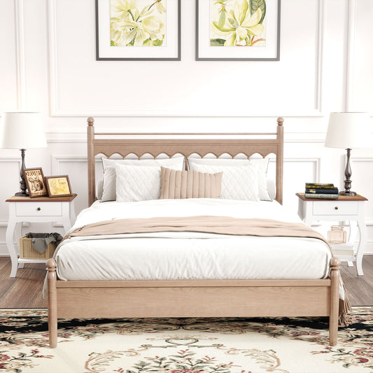 2 Pieces Bedside Tables with Drawer, French Style Bedside Cabinets with Open Shelf for Bedroom, Living Room, White