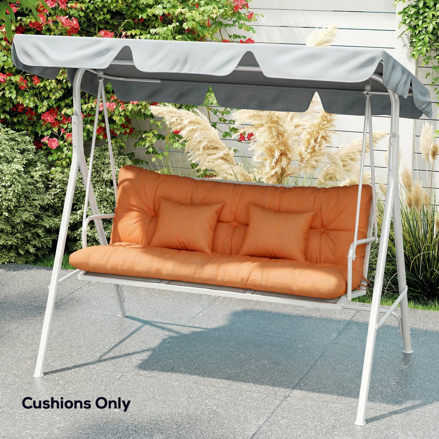 3-Seater Garden Cushion Set | Seat & Back Cushion + 2 Pillows | Water Repellent | Tufted | Orange