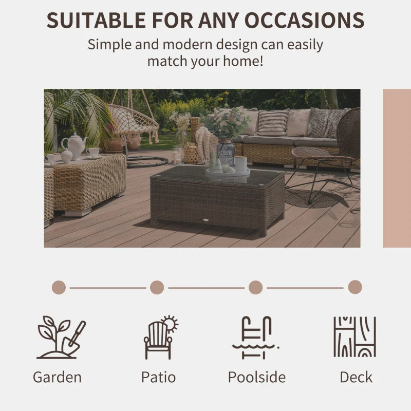 Outdoor Garden Rattan Coffee Conservatory Table With Glass Top Available In Different Colours